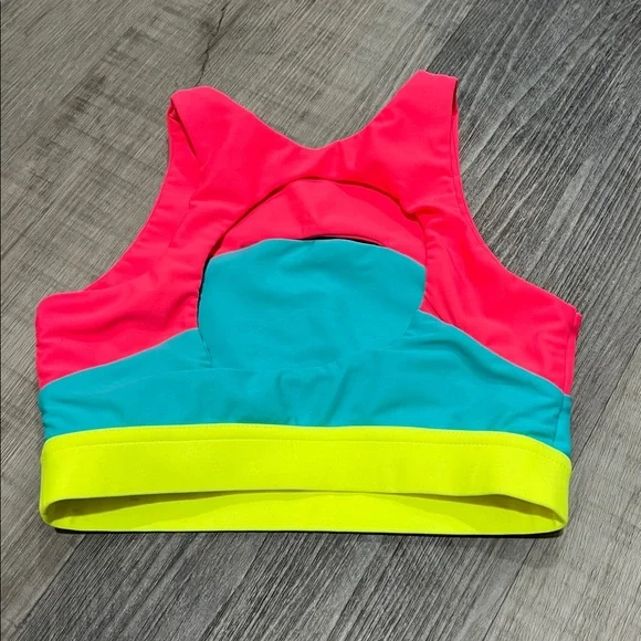 Purple Pixies Trifecta Top coral flame/neon yellow/turquoise size CM - Picture 3 of 4